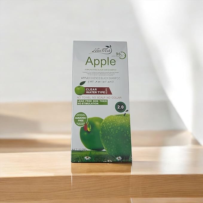Apple Essence Ammonia-Free Hair Dye Shampoo Lead Free Non-Toxic No Stimulation 96hr (Natural Black (1pc)) - Image 1